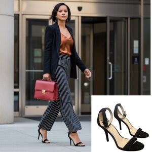 Pelle Moda heeled sandals KACEY open toe sandals with ankle strap Black Suede